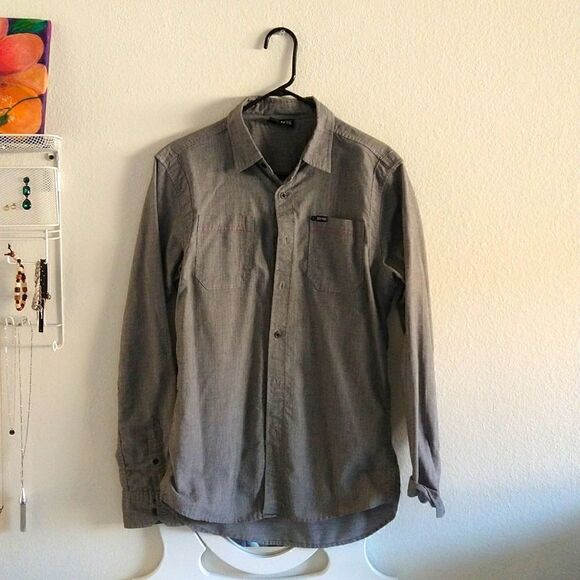 Zoo York Long Sleeve Button Up Shirt Gray Medium - Picture 1 of 6